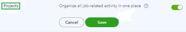 Turn on Projects in QuickBooks Online