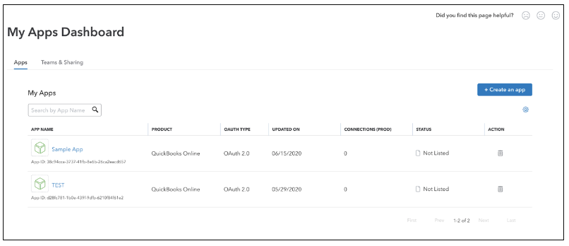 QuickBooks Developer Account