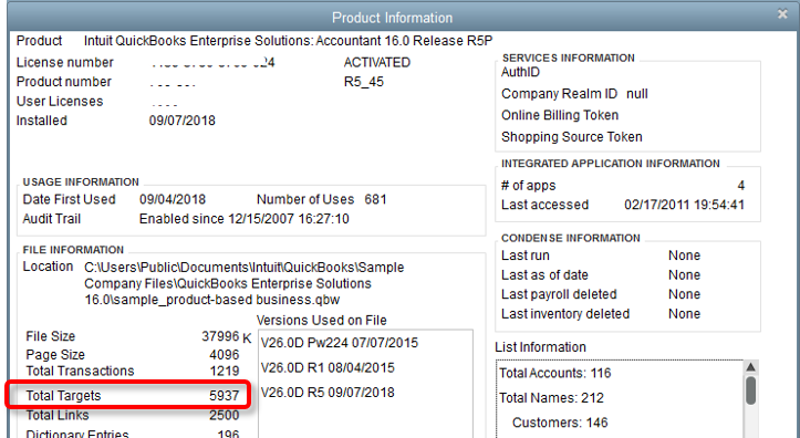 Review the Total Targets Number