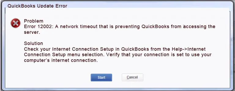 QuickBooks Update Error 12002