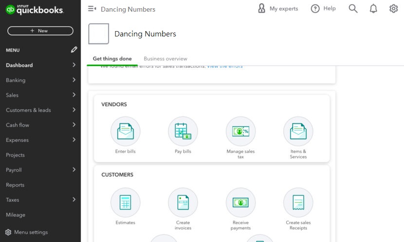 QuickBooks Online Web Browser Version Screenshots 1