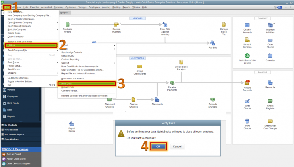 Run the Verify and Rebuild Data Utility