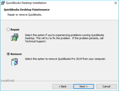 Uninstall the QuickBooks Application