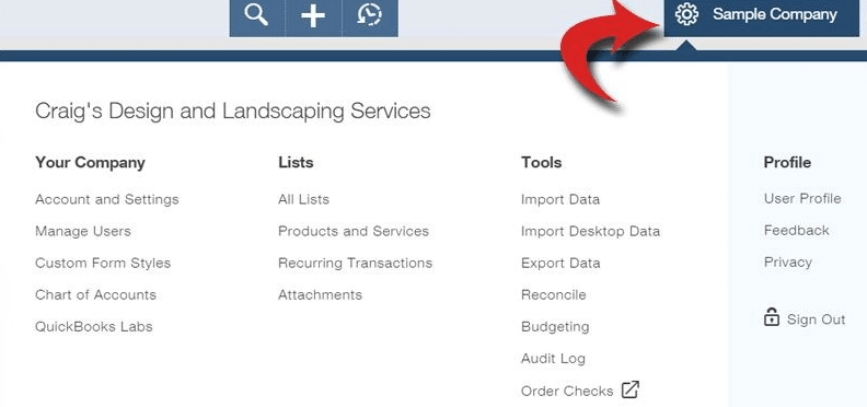 Where is the Gear Icon in QuickBooks Desktop and Online Gear Icon in QuickBooks