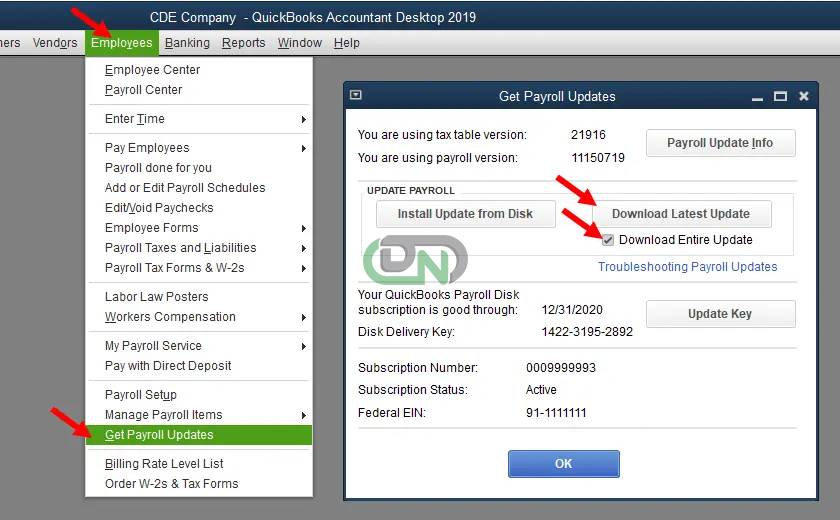 QuickBooks Tax Table Update