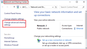 Windows Network and Sharing Center Screenshots