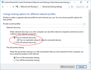 Windows Turn on Network Discovery and File and Printer Sharing Screenshots