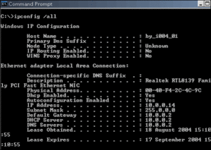 ipconfig all Command Screenshots