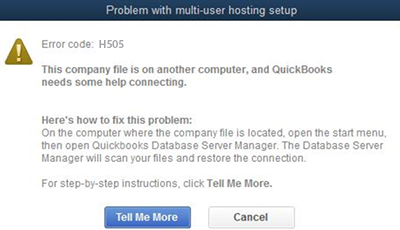 quickbooks error h505 problems with multi-user mode