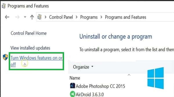 Turn Windows features ON or OFF