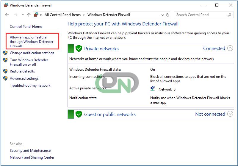 windows defender firewall