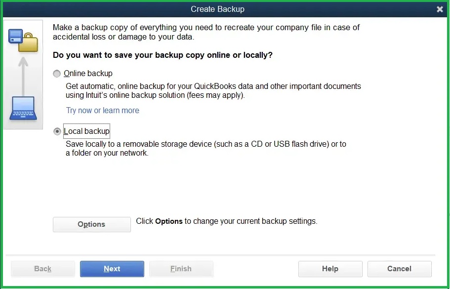 Create local Backup of QuickBooks