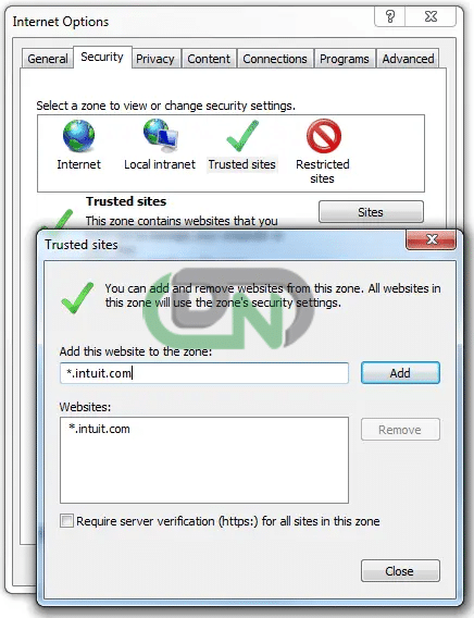 Add Intuit as a Trusted Site in Your Browser