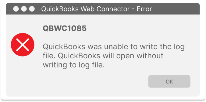 QuickBooks Web Connector Error QBWC1085