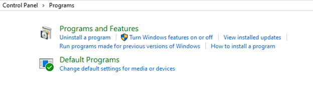 Programs and Features