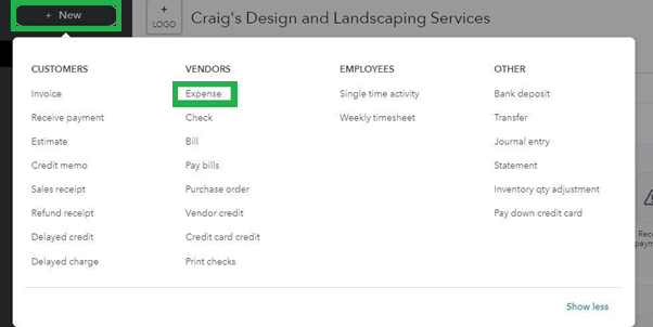 Create an Expense Transaction