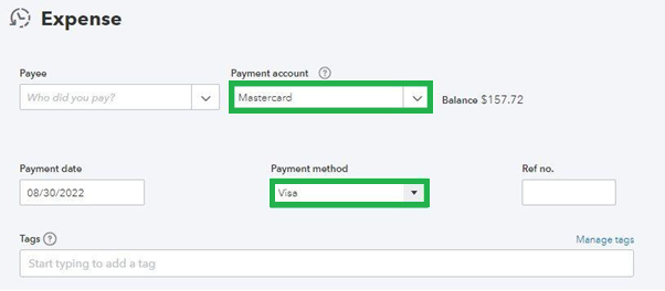 Select Your Payment Method and Credit Card Account
