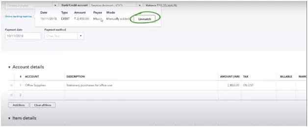 Unmatch a Transaction in QuickBooks Online 15 Unmatch a Transaction in QuickBooks Online 15