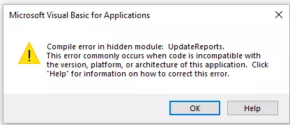 QuickBooks Compile Error in Hidden Module